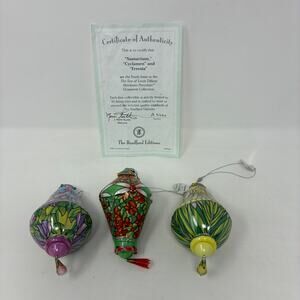 Bradford Editions Era of Louis Tiffany Heirloom Porcelain Ornaments #10 set of 3